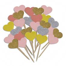 20 шт./лот ручная работа милый розовый капкейк сердечко топперы